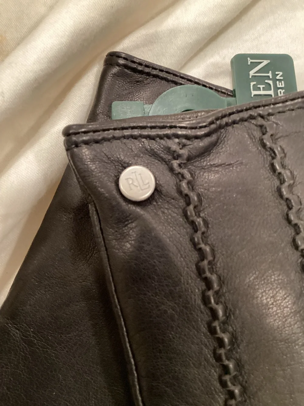 Lauren Ralph Lauren Black Leather Women's Gloves NWTS Large